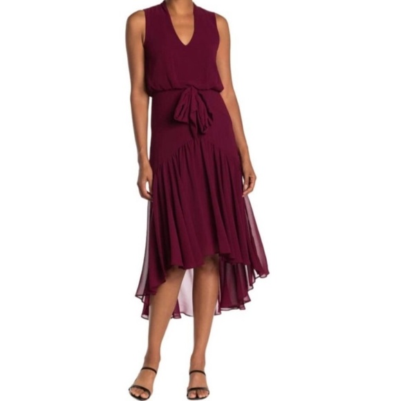 Just...Taylor Dresses & Skirts - NWOT Just…Taylor Burgundy Sleeveless Chiffon Hi-Low Fit & Flare Dress Size 6